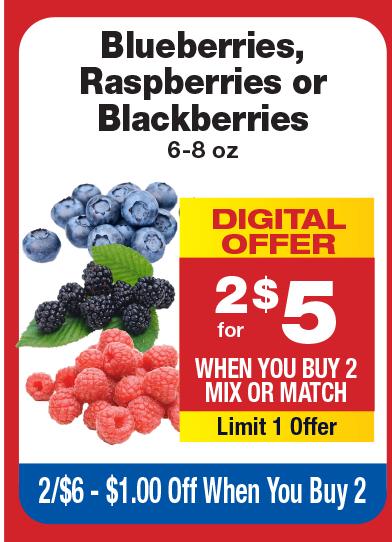 Digital offer: Blueberries, Raspberries or Blackberries